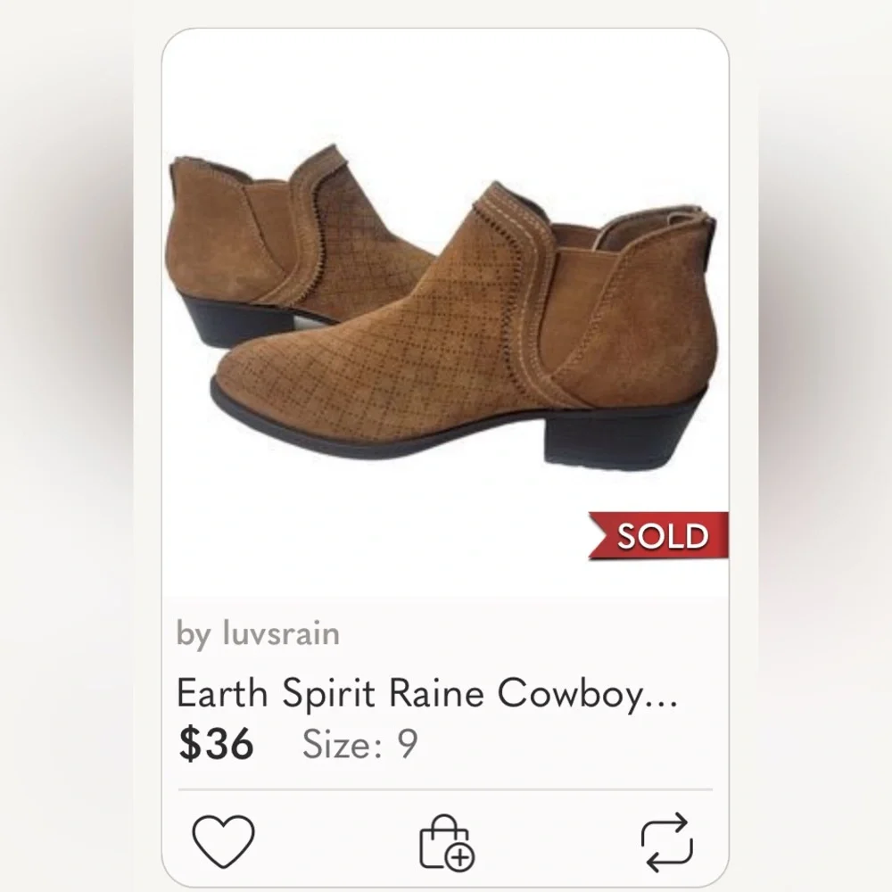 🌞Earth Spirit Raine Cowboy light brown suede leather booties Women size 11
